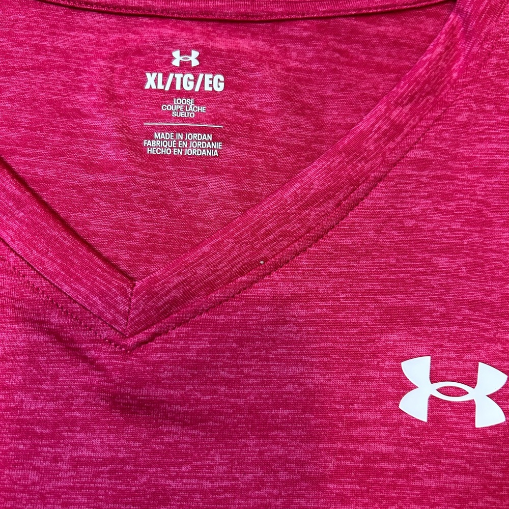 Under Armour Women's Pink V-Neck Short Sleeve - Picture 5 of 5